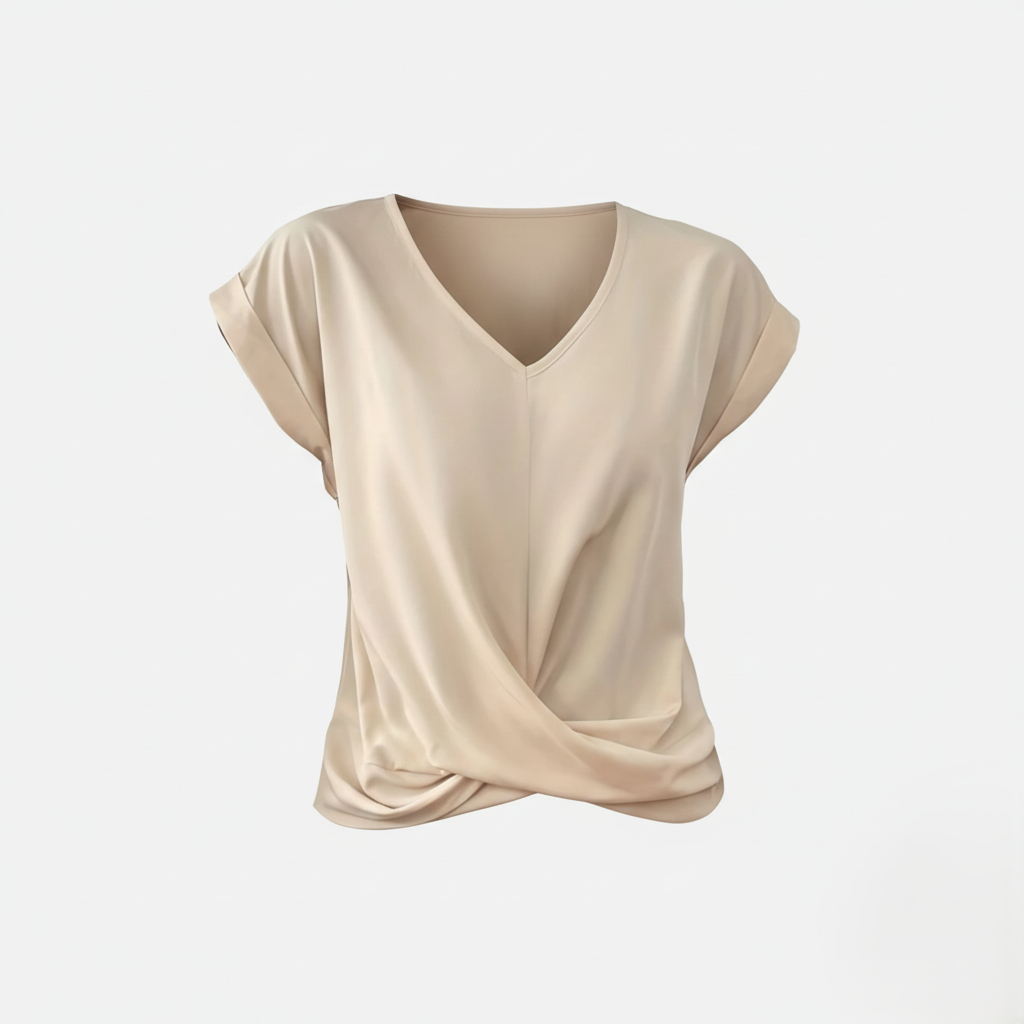 Blouse Women's V-neck Short Sleeve Twist Front