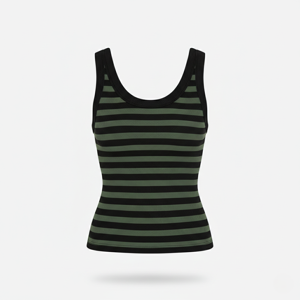 Tank Top Women's Round Neck Ribbed with Built-in Bra