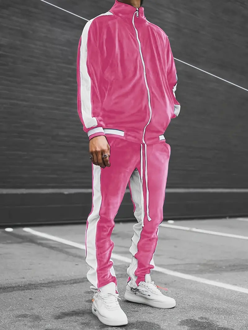 Luxe Velvet Tracksuit with Zip for Men - Mason