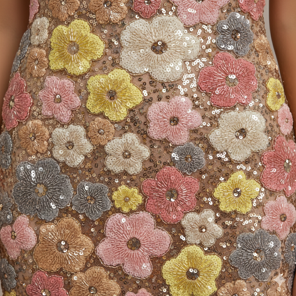 Fitted Maxi Dress Women’s Floral Print Sequin