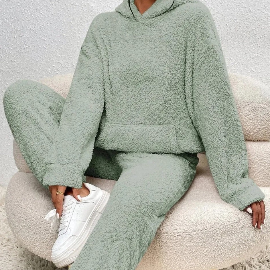 Ultra-Comfortable Teddy Loungewear with Hoodie - Lana