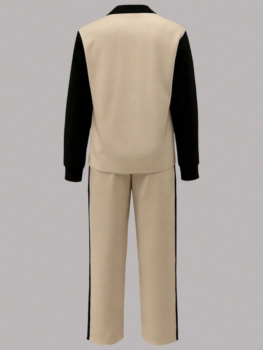 Women's Casual Set, Collared Loose Top And Wide Leg Pants 2 Pieces Outfit, Autumn/Winter Spring Elegant