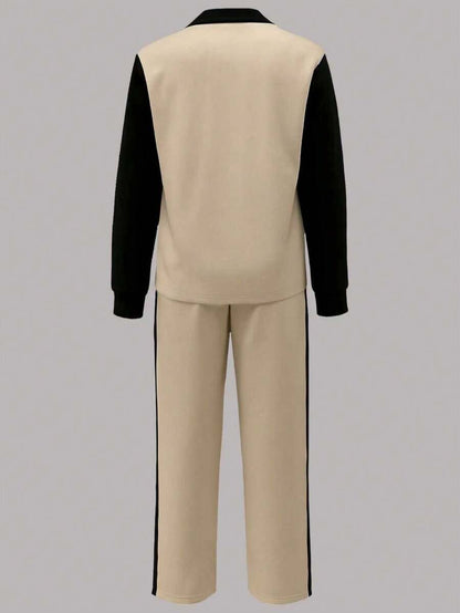 Women's Casual Set, Collared Loose Top And Wide Leg Pants 2 Pieces Outfit, Autumn/Winter Spring Elegant