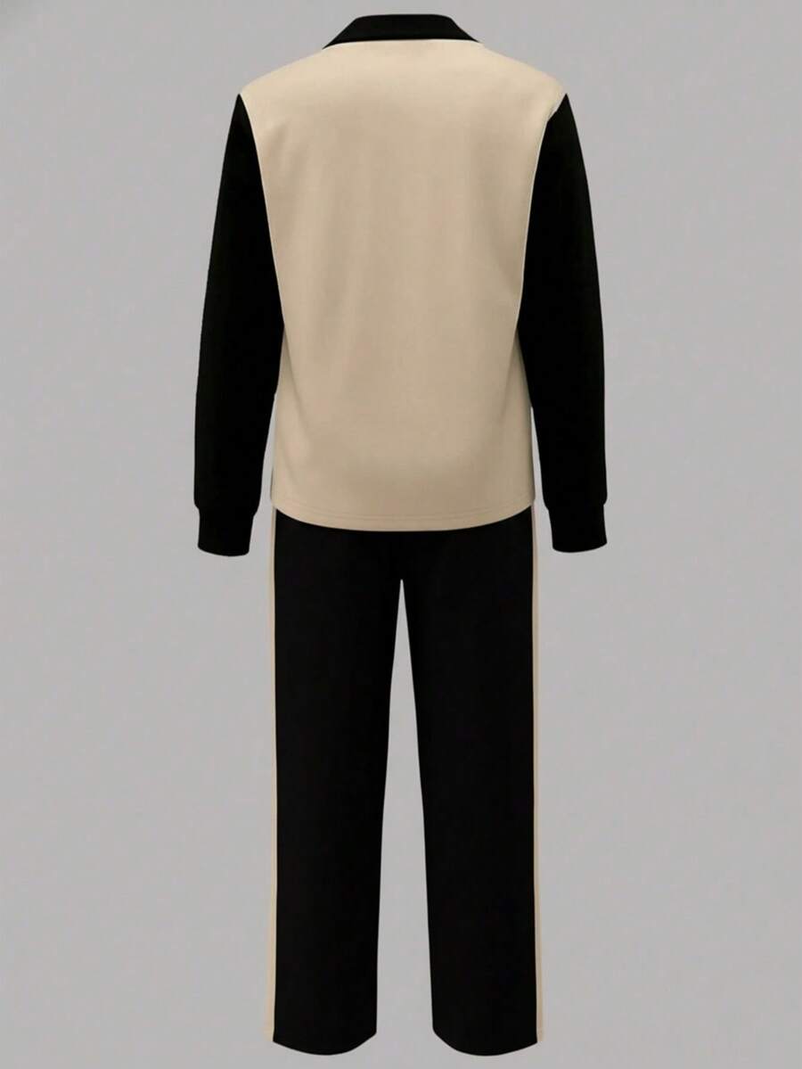 Women's Casual Set, Collared Loose Top And Wide Leg Pants 2 Pieces Outfit, Autumn/Winter Spring Elegant