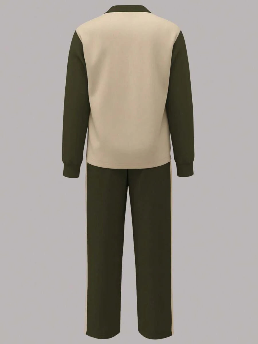 Women's Casual Set, Collared Loose Top And Wide Leg Pants 2 Pieces Outfit, Autumn/Winter Spring Elegant