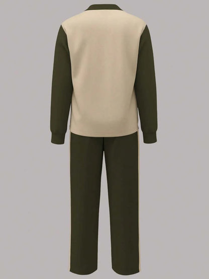 Women's Casual Set, Collared Loose Top And Wide Leg Pants 2 Pieces Outfit, Autumn/Winter Spring Elegant