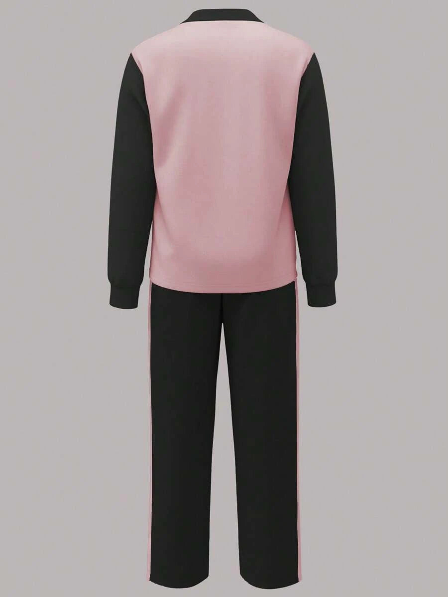 Women's Casual Set, Collared Loose Top And Wide Leg Pants 2 Pieces Outfit, Autumn/Winter Spring Elegant