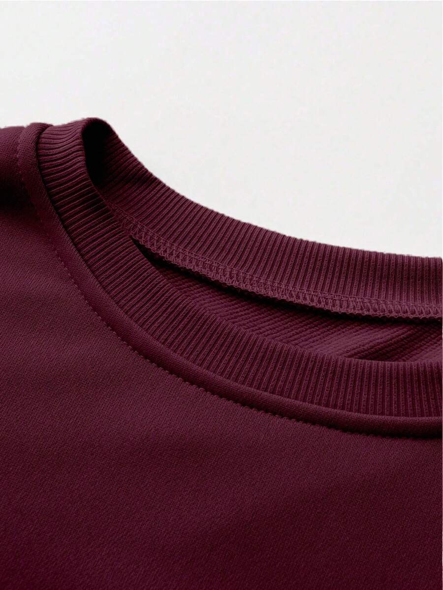INAWLY 2pcs Women Solid Color Round Neck Drop Shoulder Long Sleeve Sweatshirt And Leggings Set