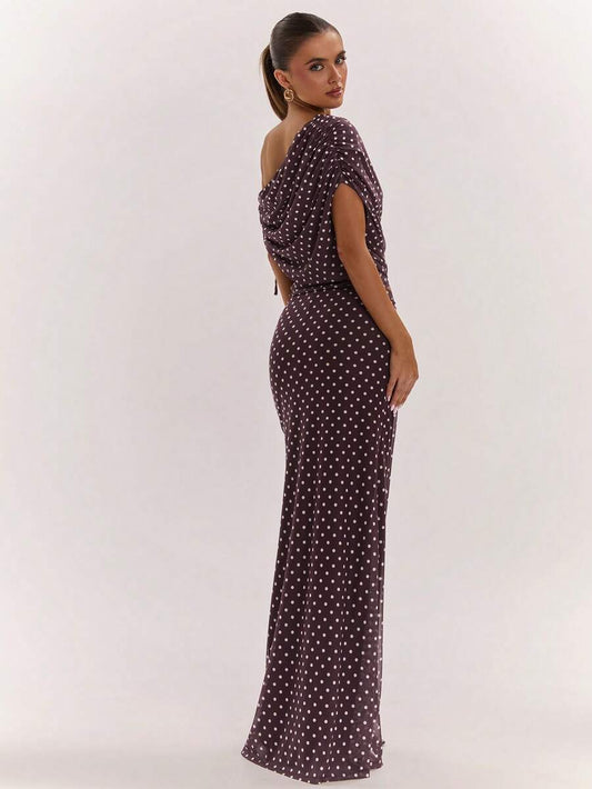 SHEIN BAE Women's Solid Color Asymmetrical Neck Top And Skirt Casual 2 Pieces Set