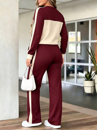 2pcs Women Set In Spring/Autumn/Winter, Minimal Solid Color Versatile Zip Up Short Jacket Tops With Elastic Waist Pocket Skinny Pants Casual Elegant