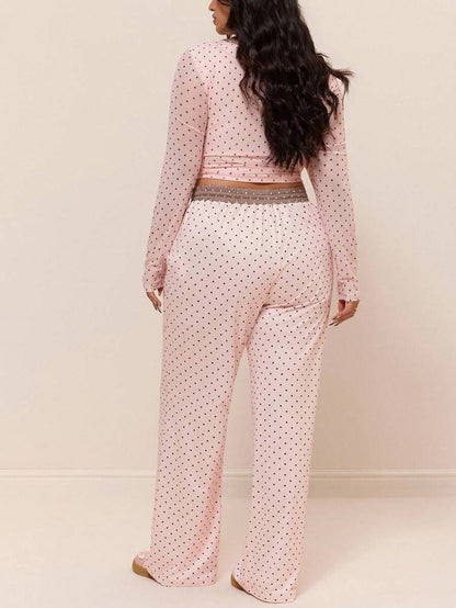 GalTyme Plus Size Contrast Color Long Sleeve Top & Pants 2 Pieces Set,Cerise Pink,Autumn,Smart Casual,Everyday,Chic Elegant Y2k Party Christmas Vacation Fall