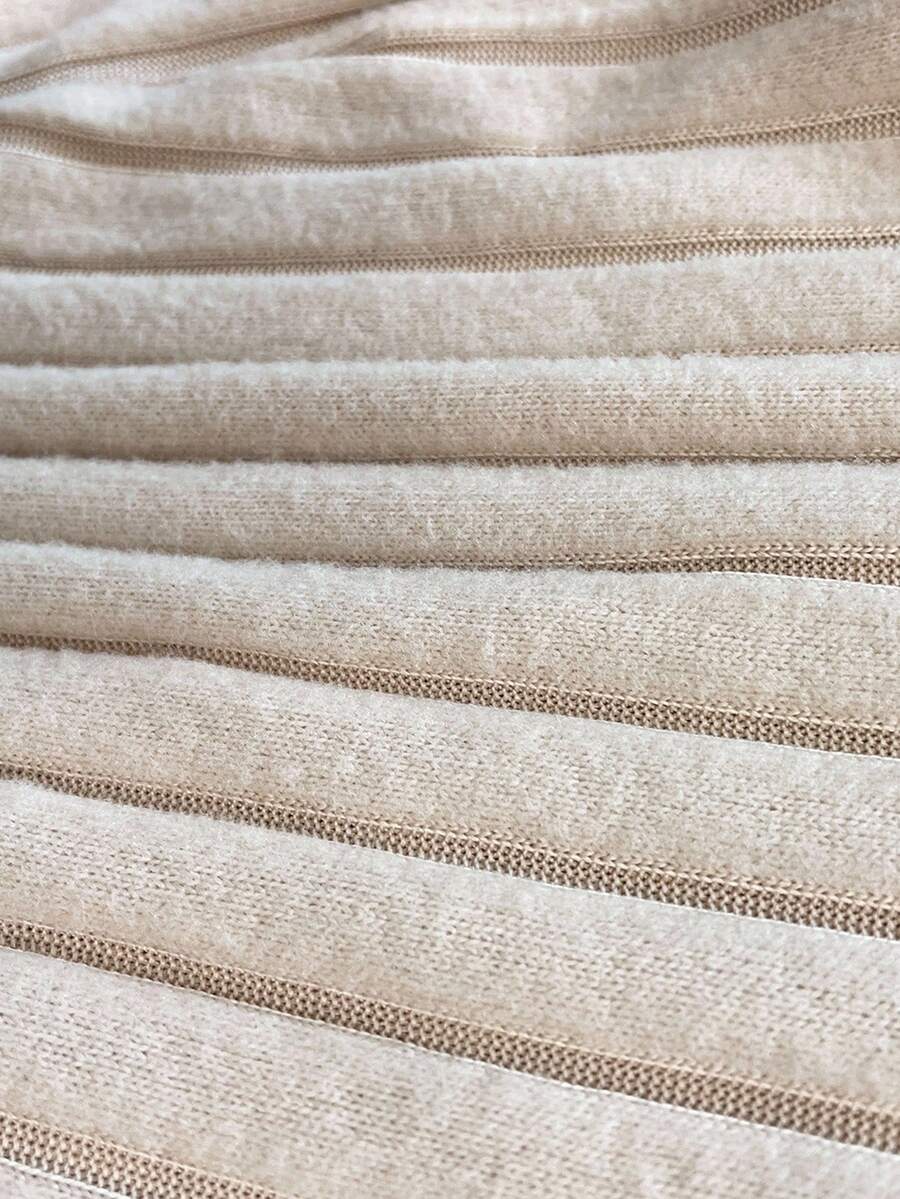 SHEIN Frenchy 2pcs Casual Traditional Beige Set: Plus Size Women's Brushed T-Shirt + Pants, Suitable For Leisure Home, Sports, Autumn/Winter Fall Formal Home Wear