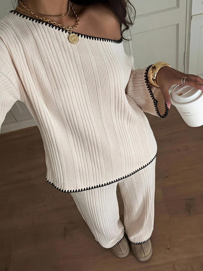 Siren Gaze Women's Fall White Casual Striped Asymmetric Collar T-Shirt Pants 2 Pieces Set Back To School Going Out Y2k Basic Streetwear Gym Halloween Sports Gym