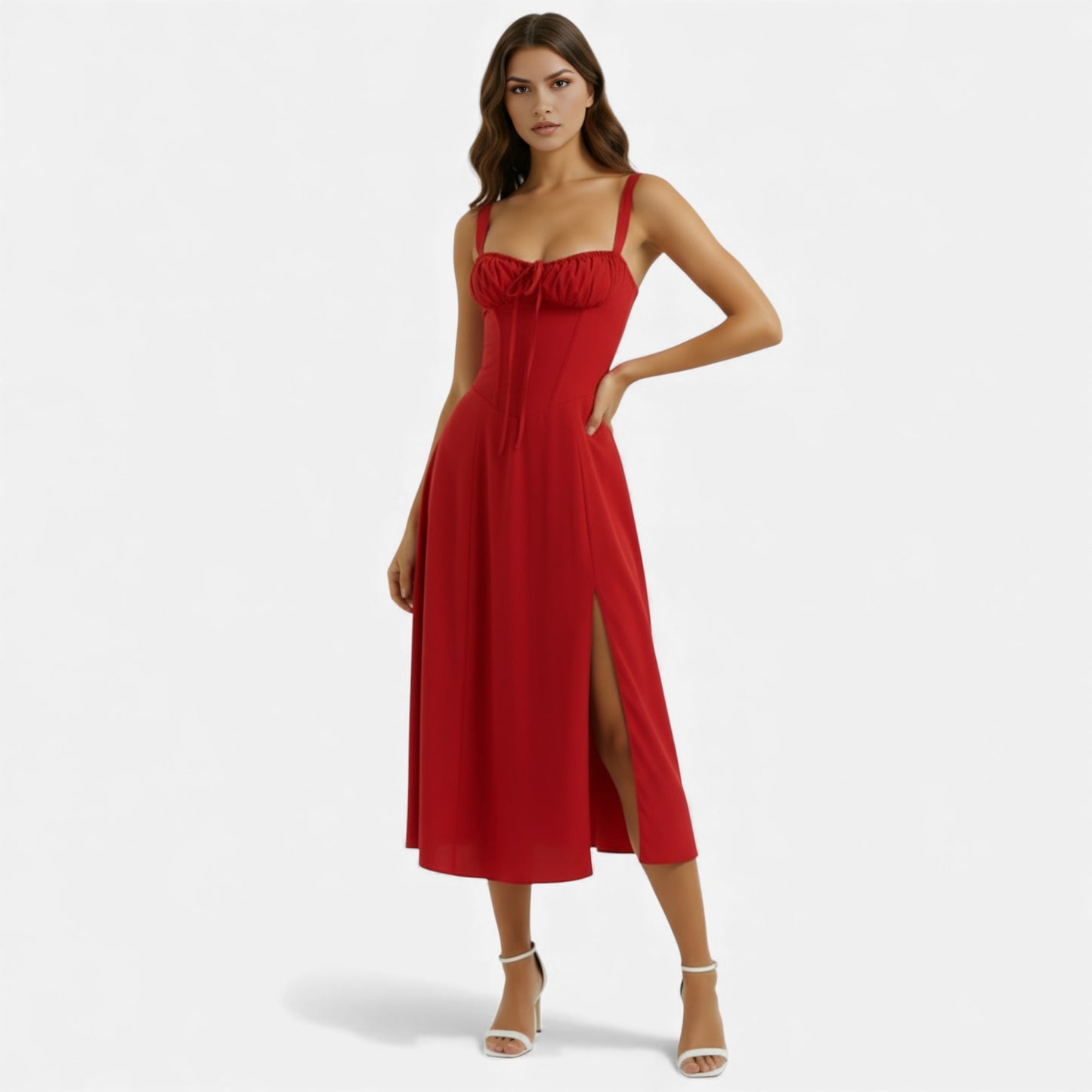Mavenburry | Women’s Cotton Corset Midi Dress