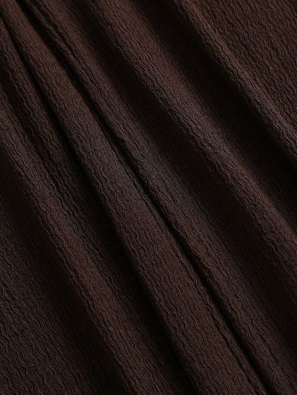 Sweetra Women's Autumn New Brown 2‑Piece Set, Lace‑Trim Slim‑Fit Long‑Sleeve Top & Elastic‑Waist Casual Pants For Vacation Sports & Back‑To‑School Wear