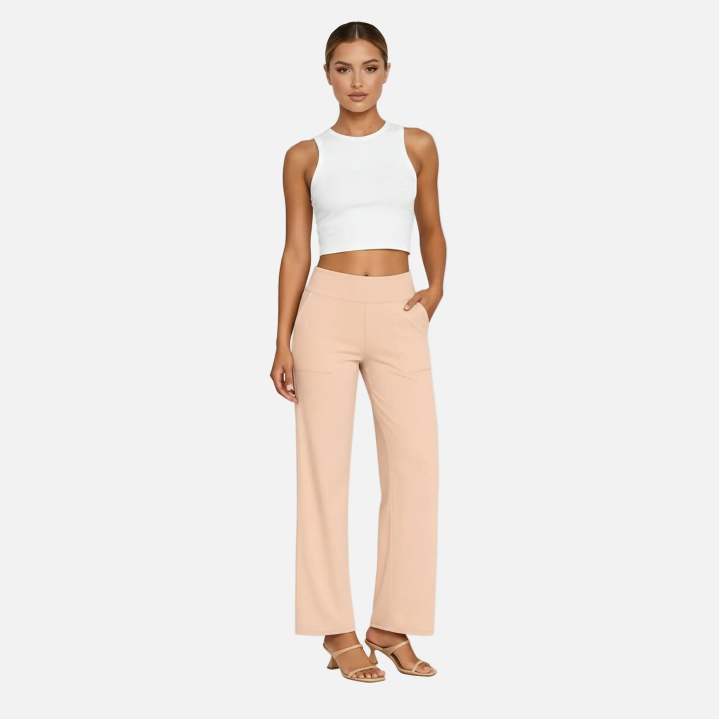 High Waisted Pants Women’s Pull-on Straight Leg