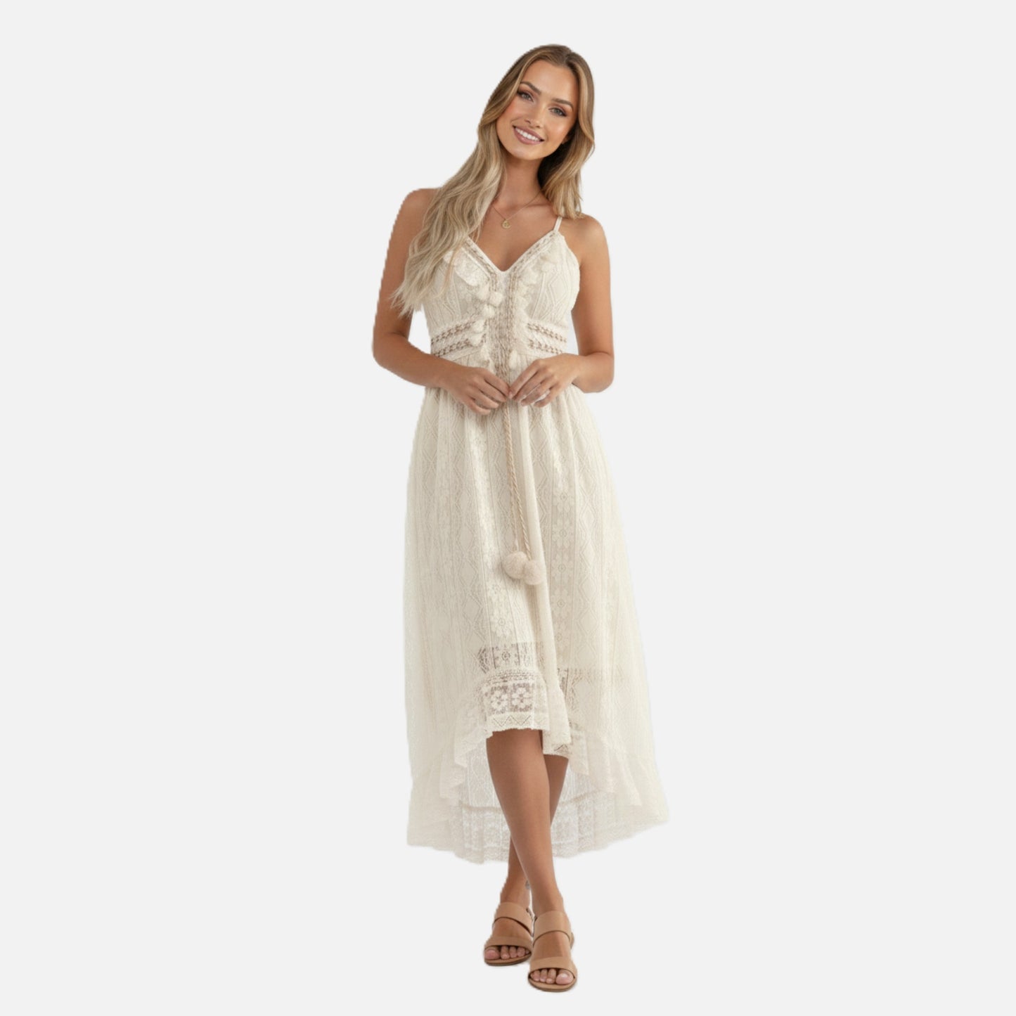 Midi Dress Women's Lace Bohemian Style