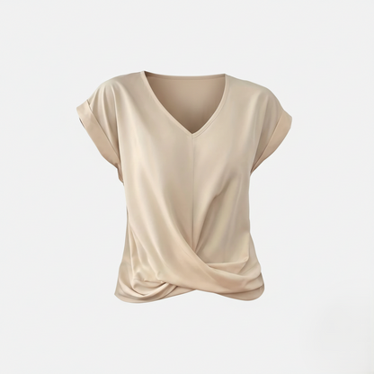 Blouse Women's V-neck Short Sleeve Twist Front