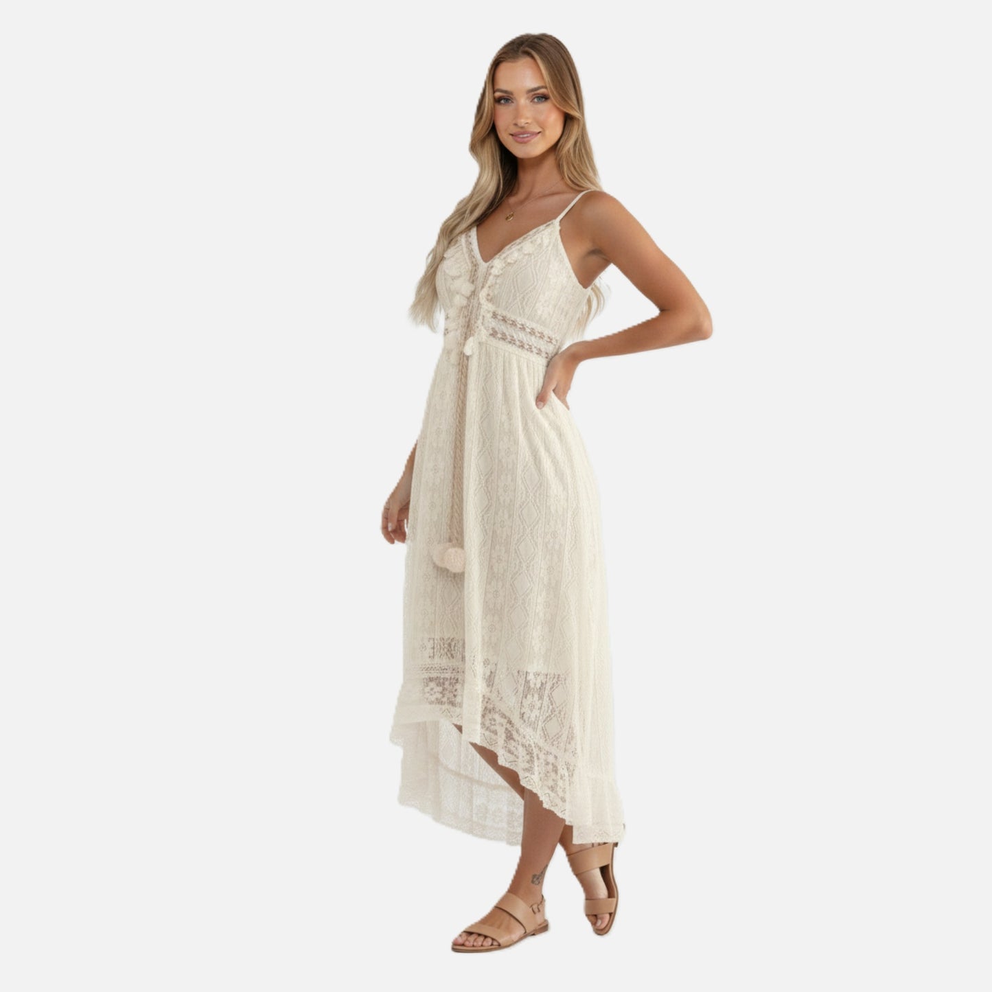Midi Dress Women's Lace Bohemian Style