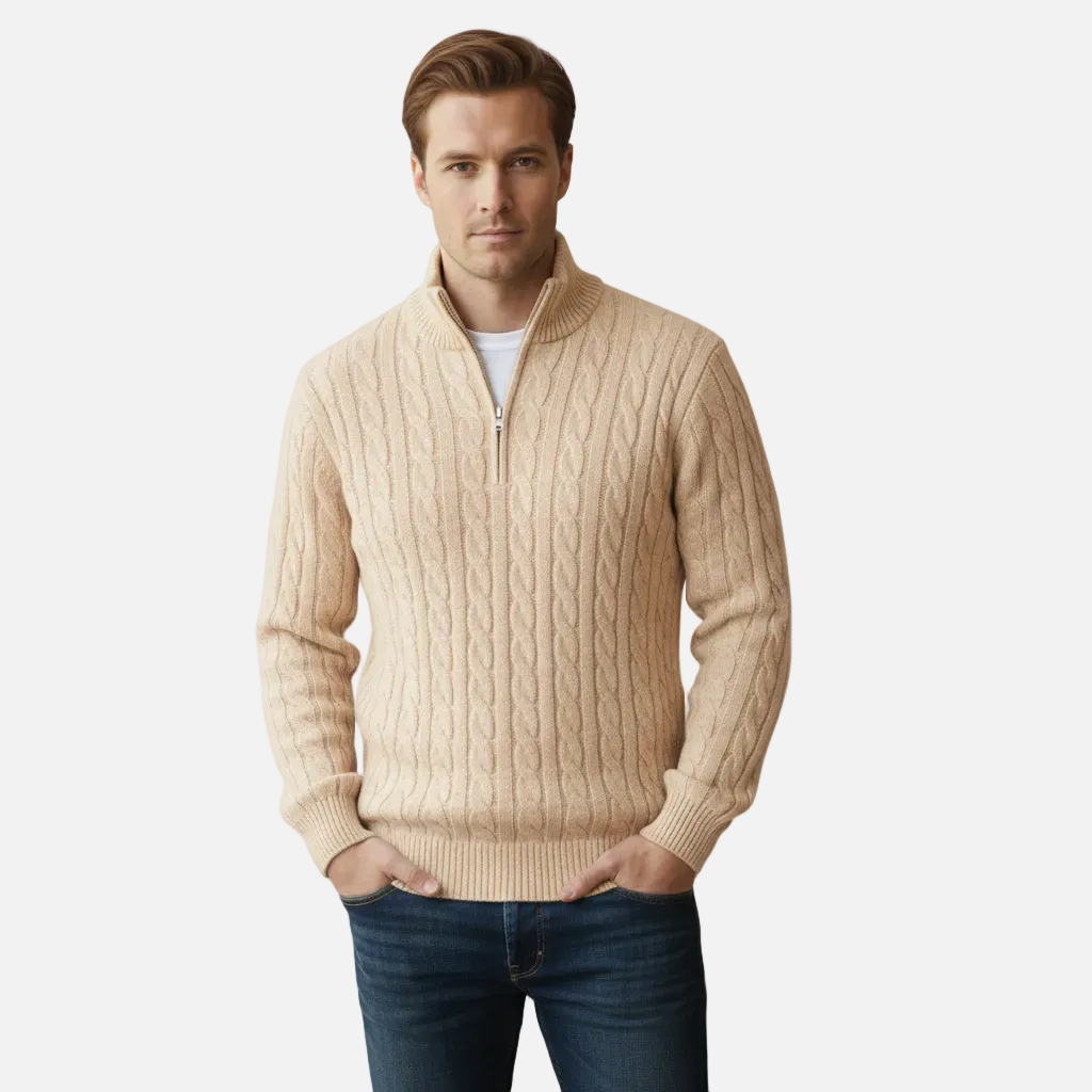 Mavenburry | Men’s Cable Knit Half Zip Sweater