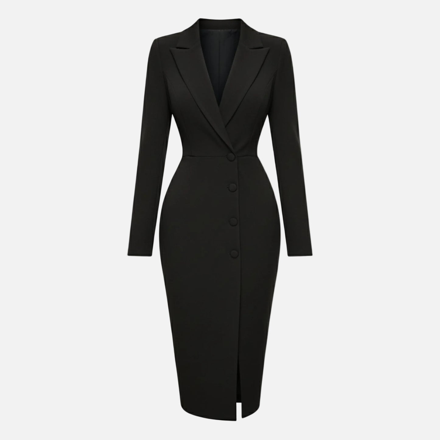 Blazer Midi Dress Women's Notch Lapel Long Sleeve