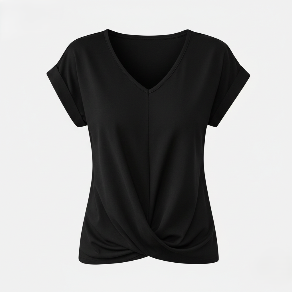 Blouse Women's V-neck Short Sleeve Twist Front