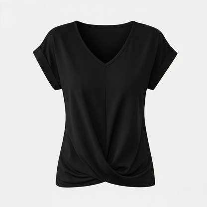 Blouse Women's V-neck Short Sleeve Twist Front