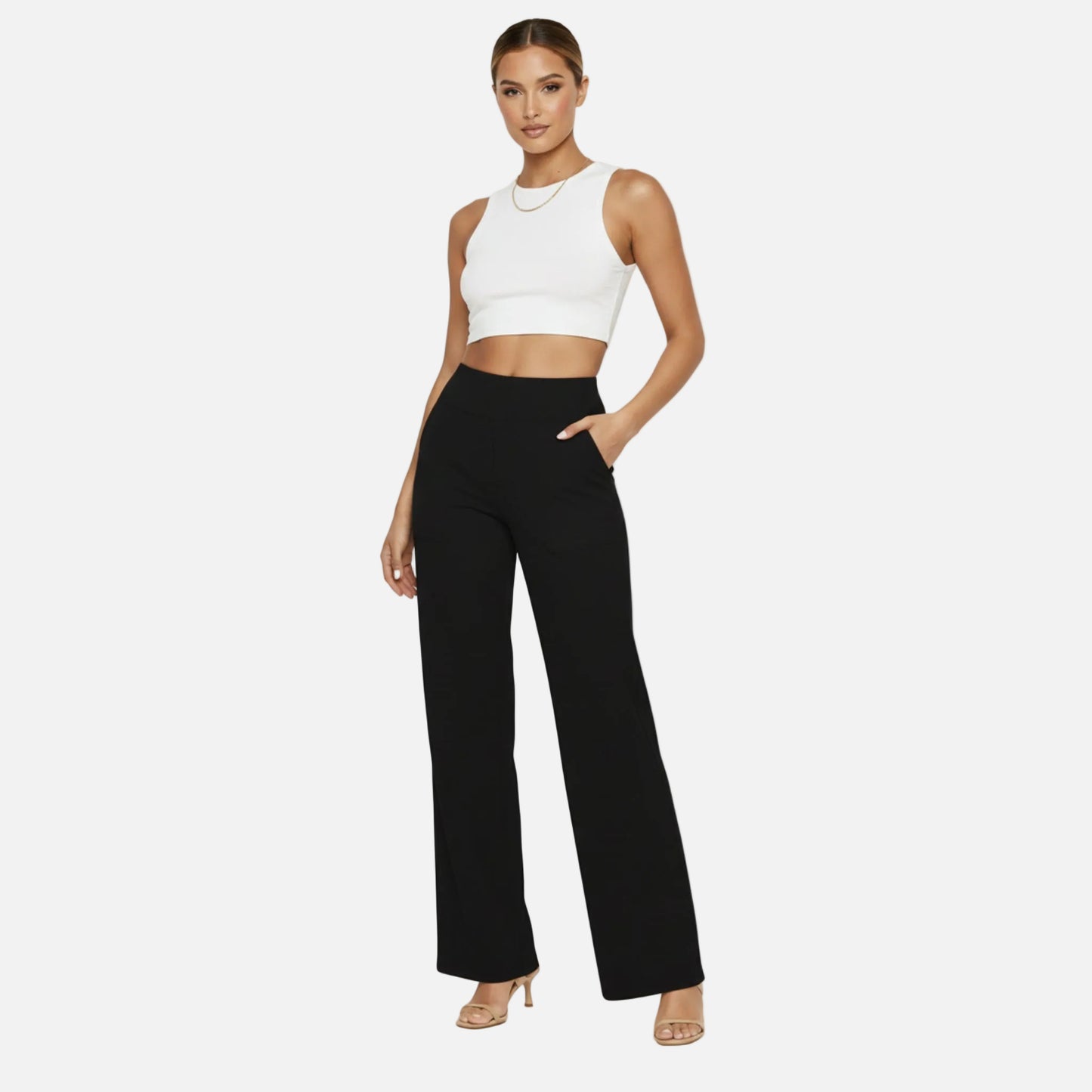 High Waisted Pants Women’s Pull-on Straight Leg