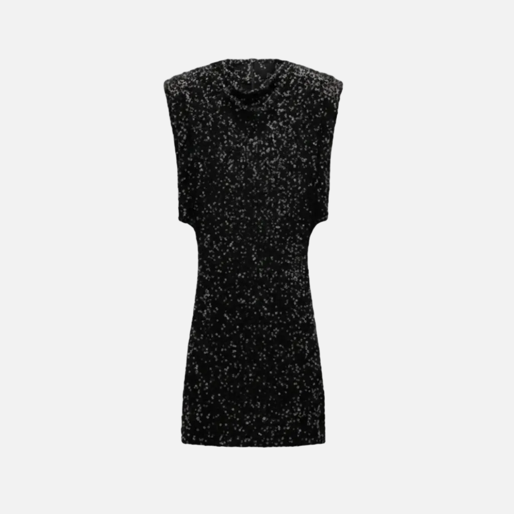 Mavenburry | Women’s Sequin Mini Dress  – Structured Shoulder Design