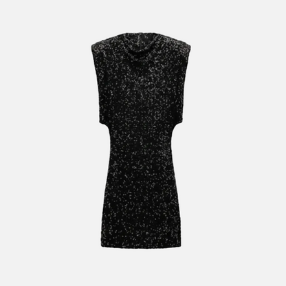 Mavenburry | Women’s Sequin Mini Dress  – Structured Shoulder Design