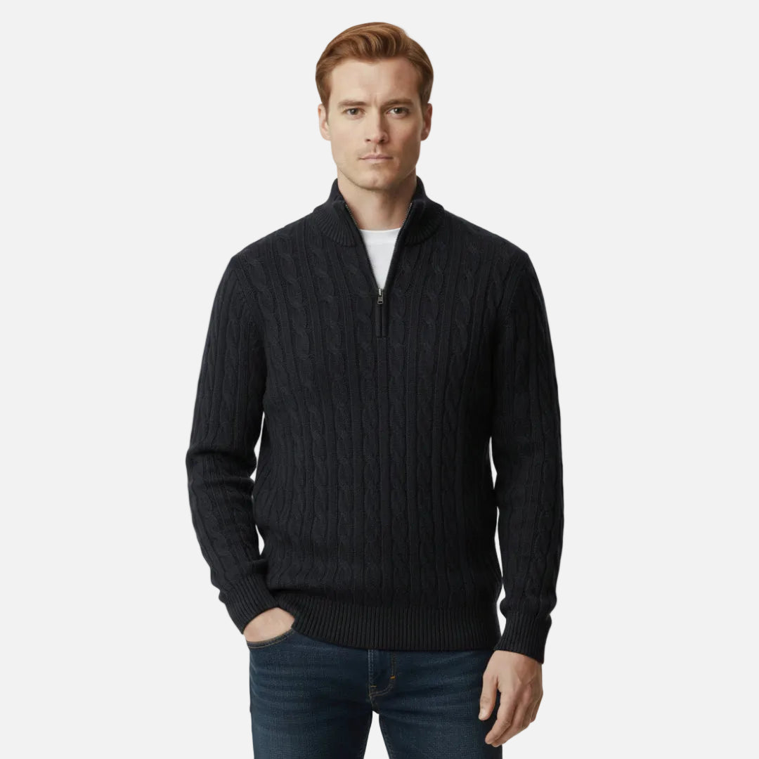 Mavenburry | Men’s Cable Knit Half Zip Sweater