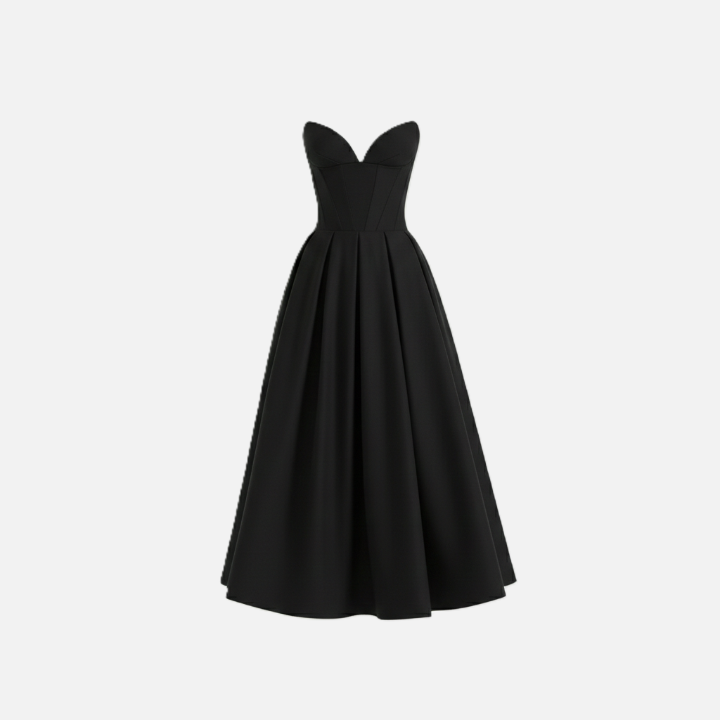 Midi Dress Women's Strapless Corset Bodice with Pockets