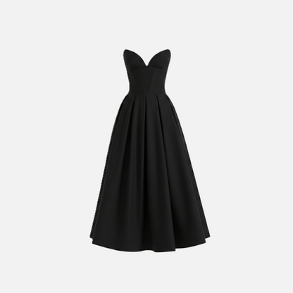 Midi Dress Women's Strapless Corset Bodice with Pockets