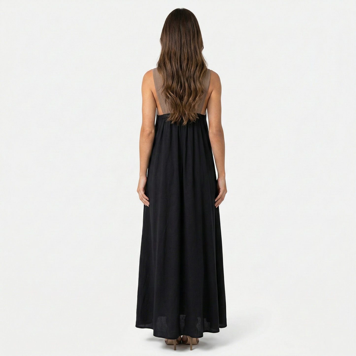 Maxi Dress Women's Color Block Crossover Neckline Sleeveless