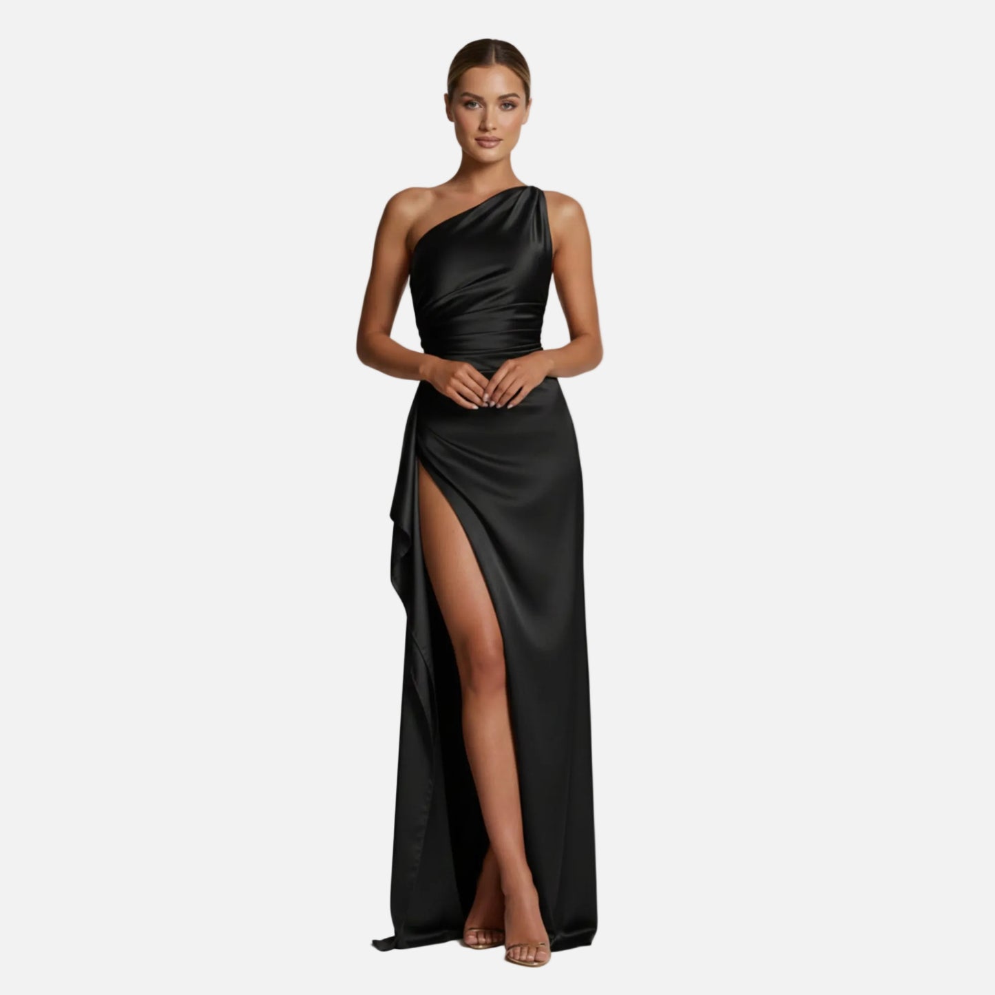 Maxi Dress Women's One Shoulder Satin Slit