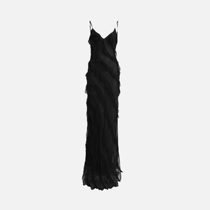 Maxi Dress Women's Chiffon Ruffle Spaghetti Strap