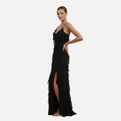 Maxi Dress Women's Chiffon Ruffle Spaghetti Strap