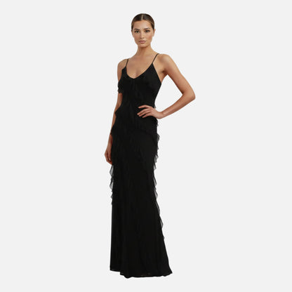 Maxi Dress Women's Chiffon Ruffle Spaghetti Strap