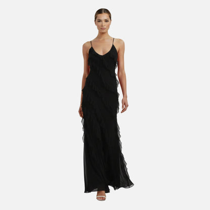 Maxi Dress Women's Chiffon Ruffle Spaghetti Strap