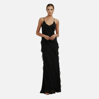 Maxi Dress Women's Chiffon Ruffle Spaghetti Strap