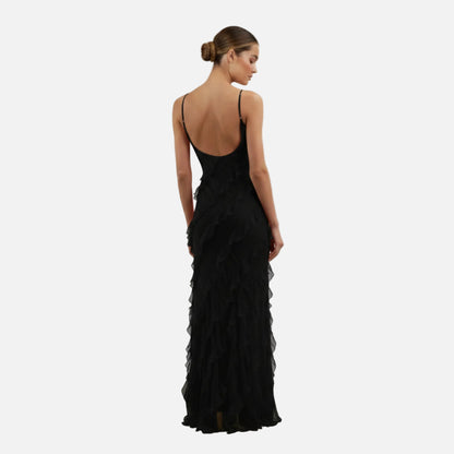 Maxi Dress Women's Chiffon Ruffle Spaghetti Strap
