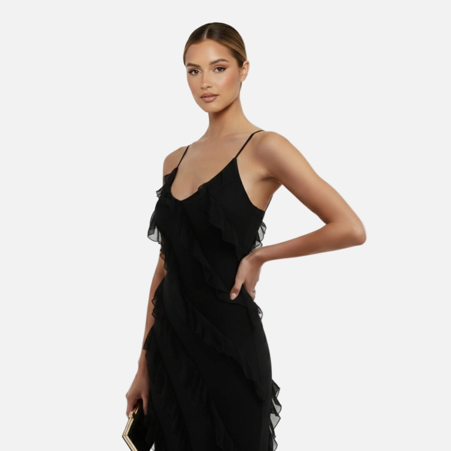 Maxi Dress Women's Chiffon Ruffle Spaghetti Strap