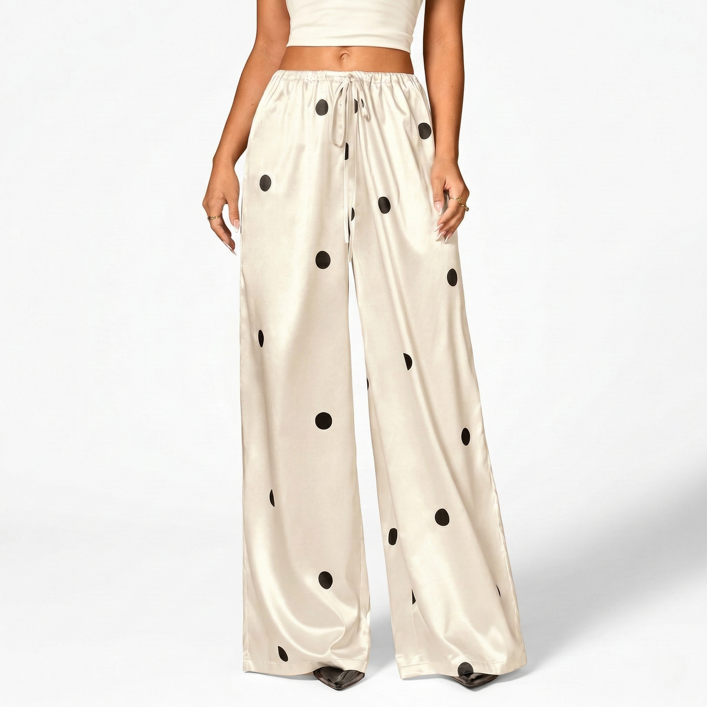 Wide Leg Trousers Women's Drawstring Waist