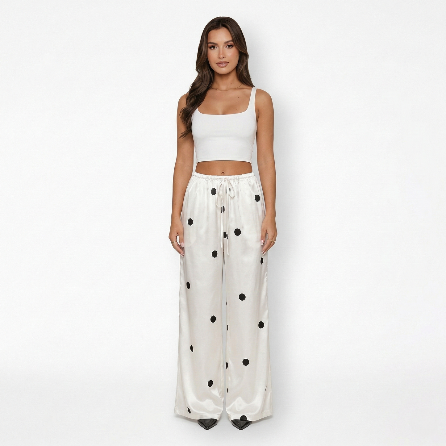 Wide Leg Trousers Women's Drawstring Waist