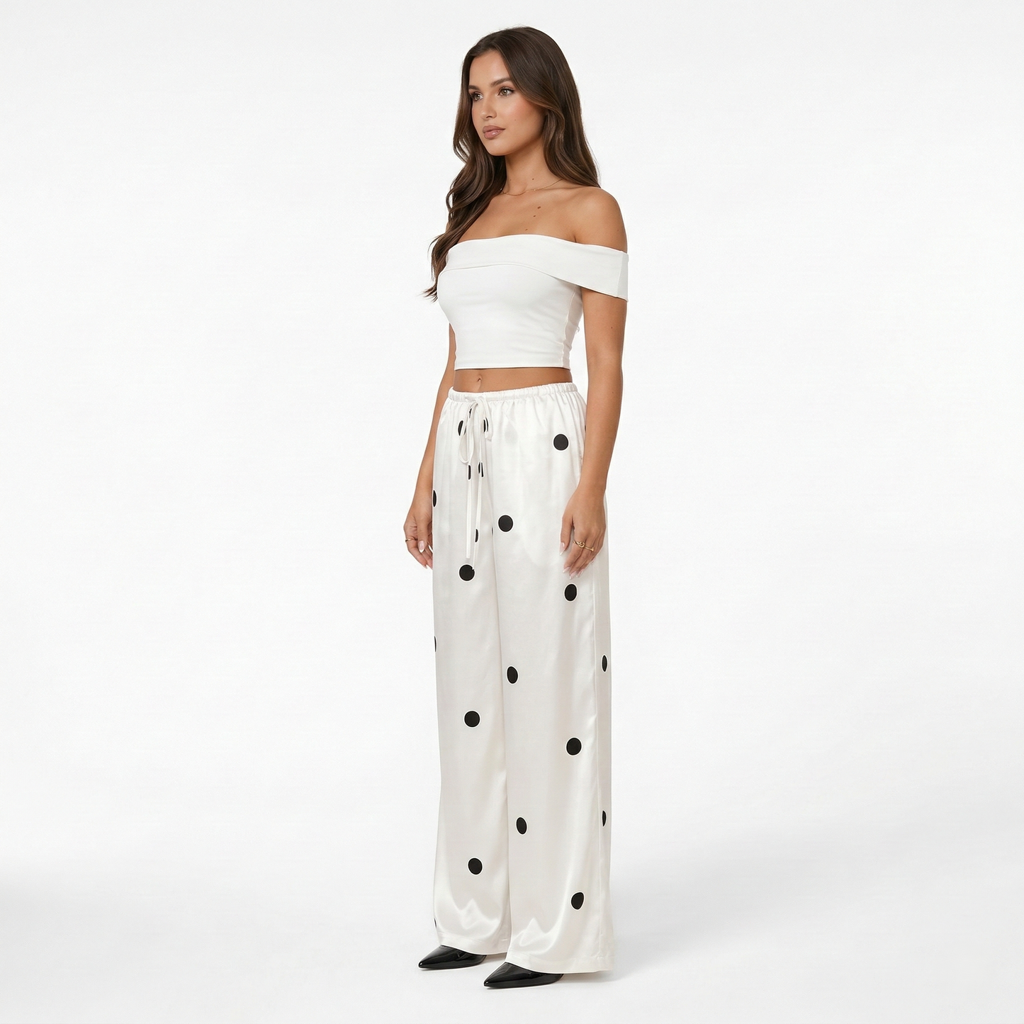 Wide Leg Trousers Women's Drawstring Waist