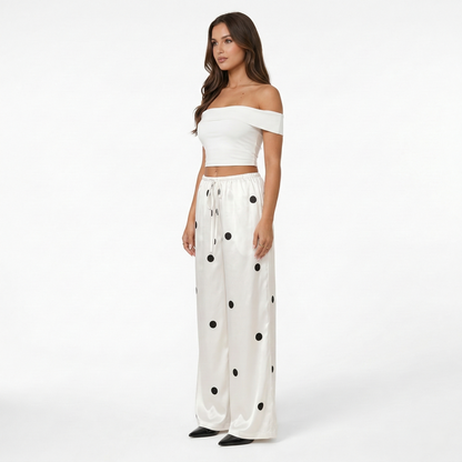 Wide Leg Trousers Women's Drawstring Waist