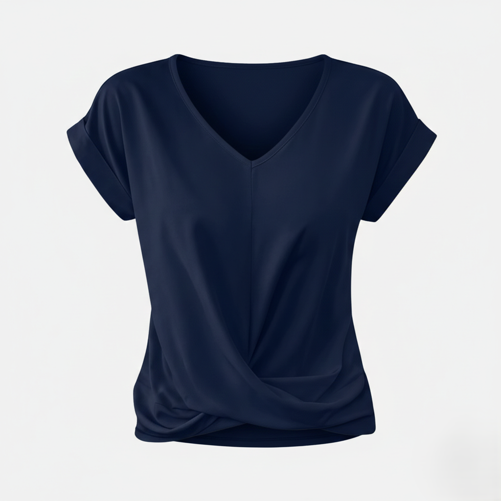 Blouse Women's V-neck Short Sleeve Twist Front