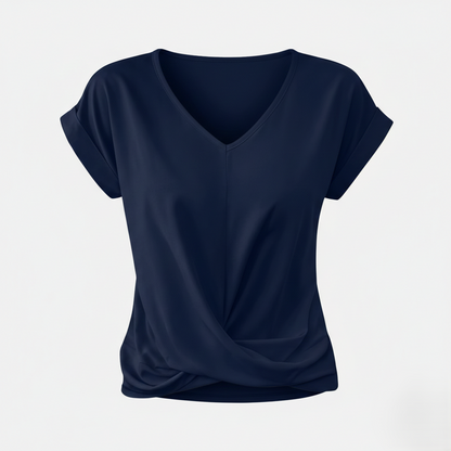 Blouse Women's V-neck Short Sleeve Twist Front