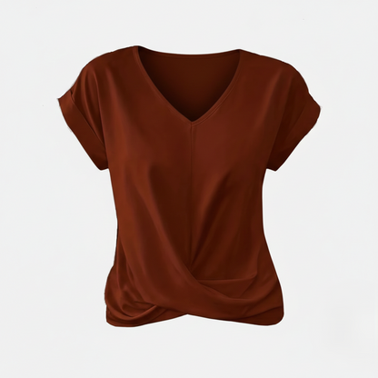 Blouse Women's V-neck Short Sleeve Twist Front