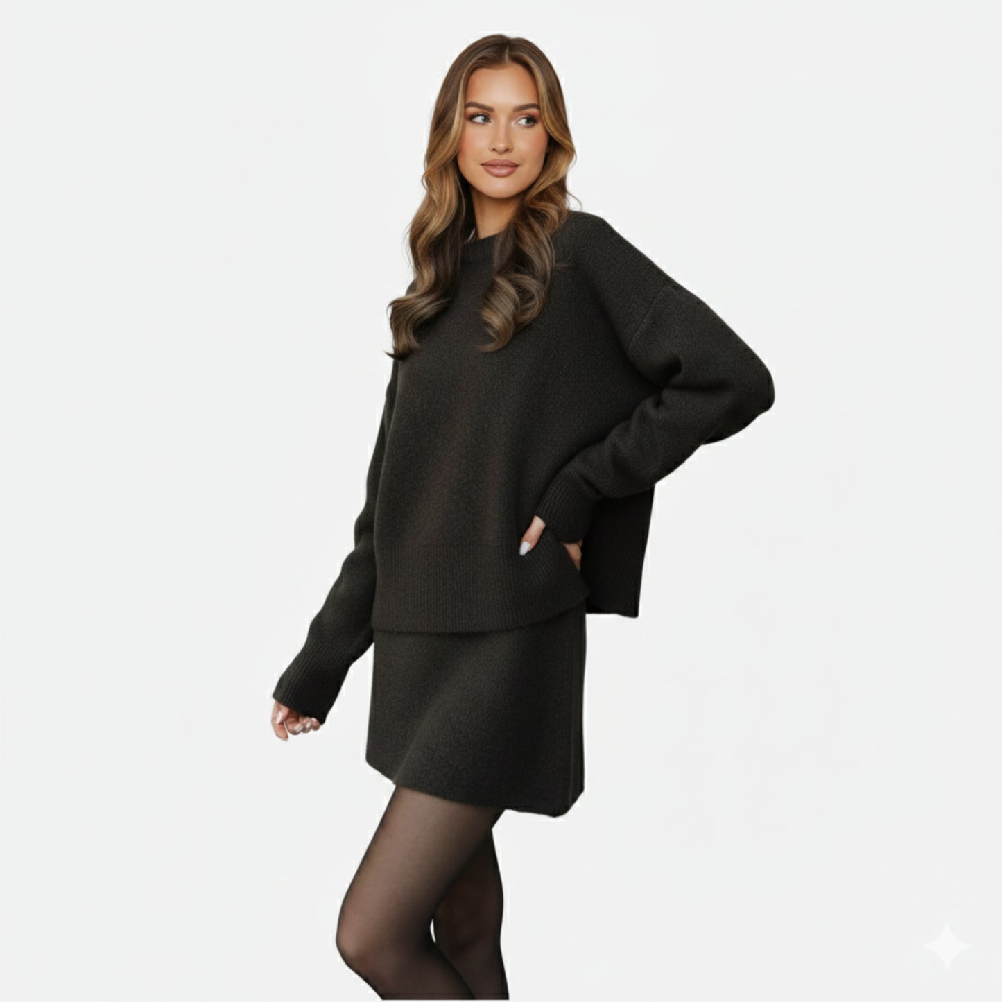 Sweater and Skirt Set Women's Knit Two Piece